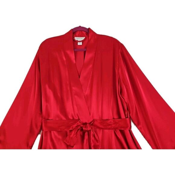 Morgan Taylor Intimates ~Woman Size XL~ Red Satin Robe Kimono NWT. - Picture 6 of 13
